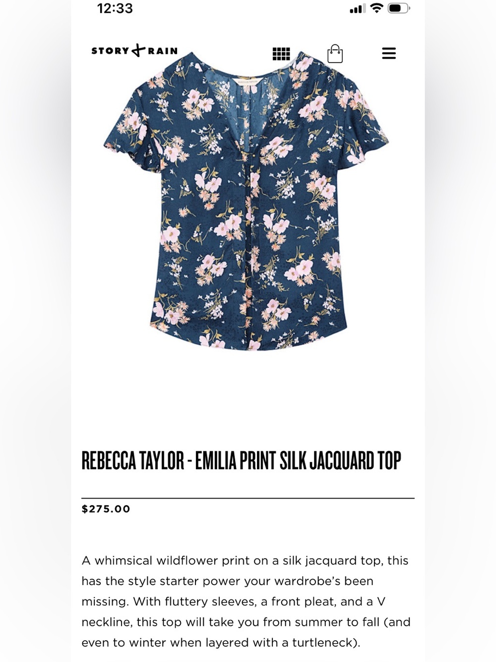 Rebecca Taylor Emilia Floral Silk Top